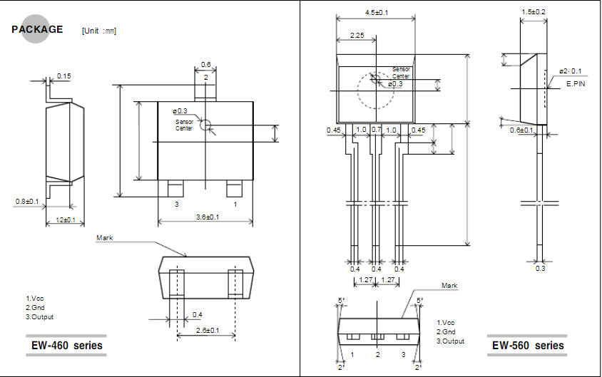 EW460和EW560高靈敏度霍爾元件 EW460和EW560高靈敏度霍爾元件
